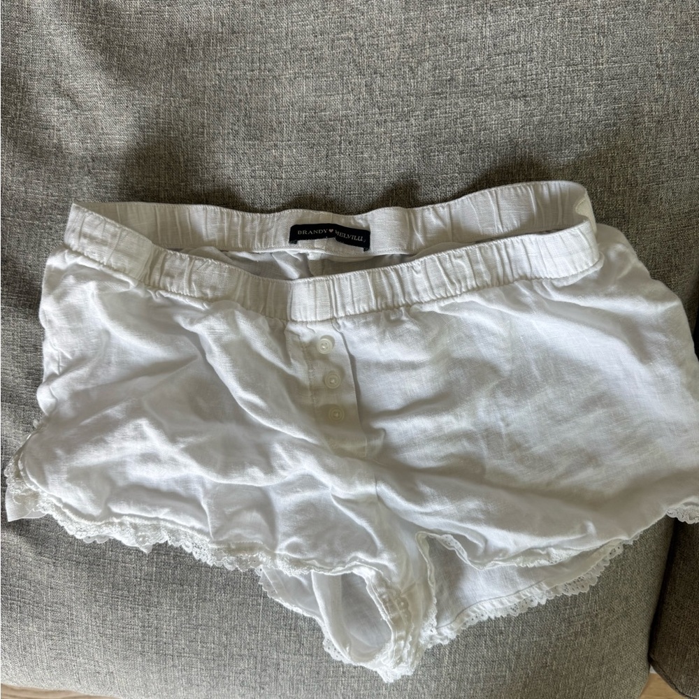 Brandy Melville White Linen Shorts